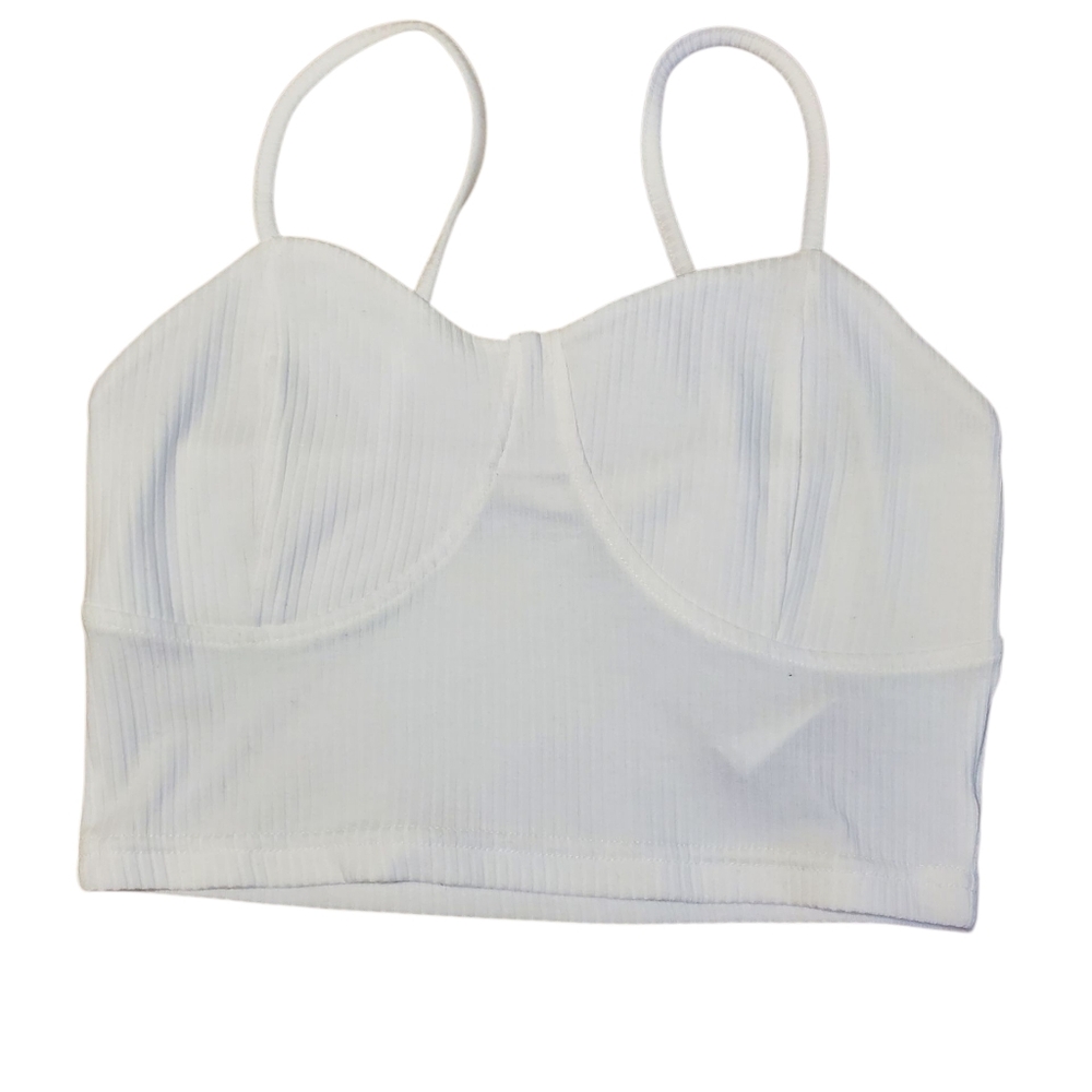 Noisy may Classic White Ribbed Bra